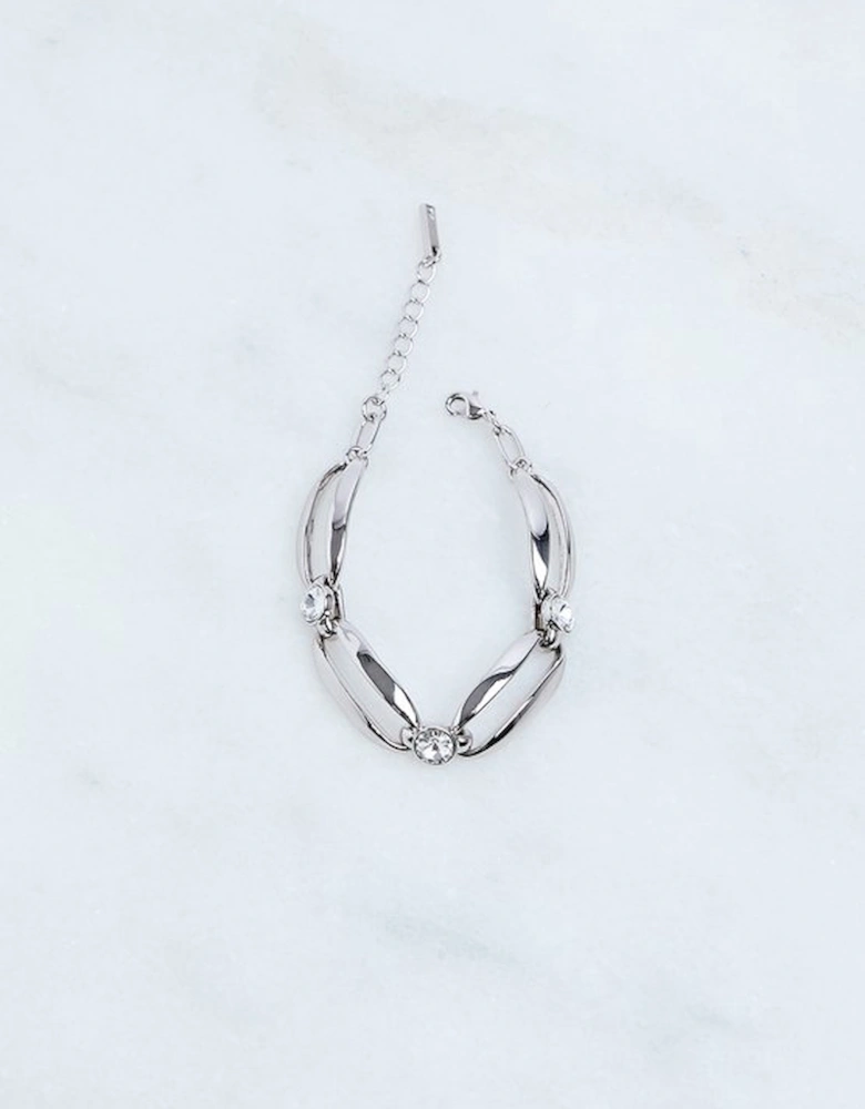 Hand Set European Crystal Ellipse Chain Bracelet