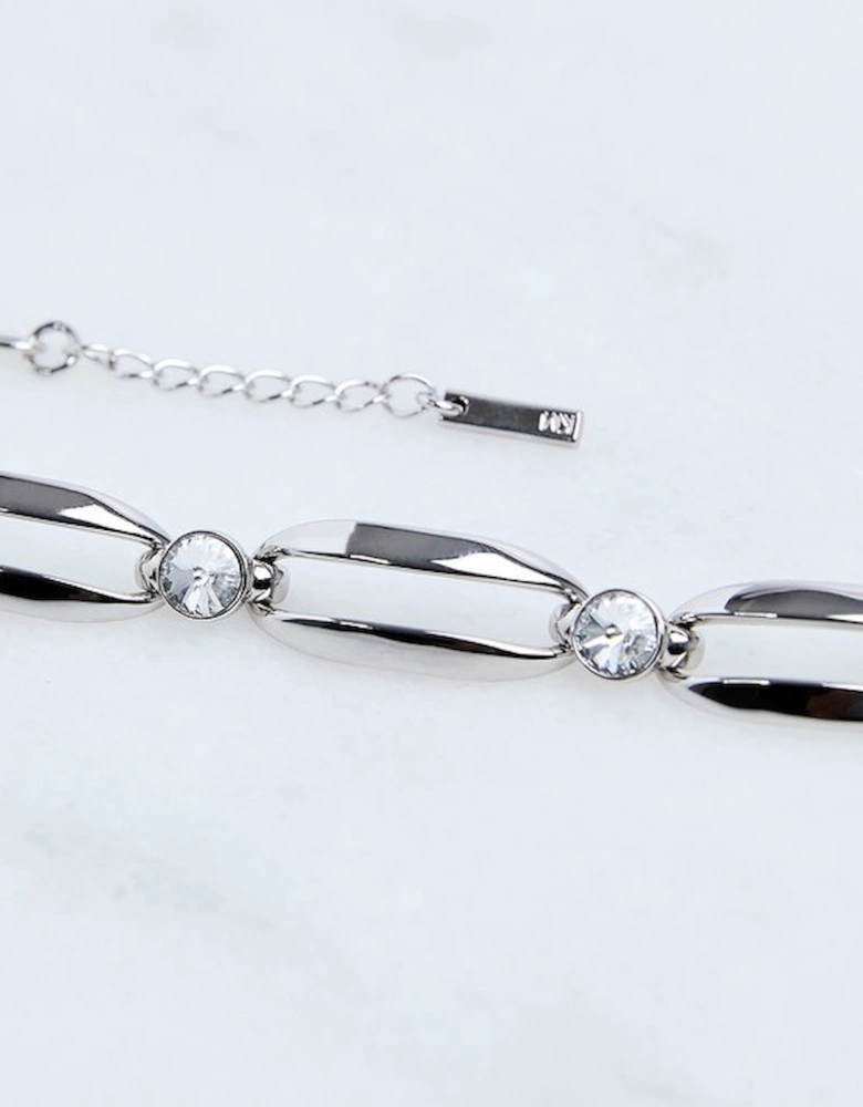 Hand Set European Crystal Ellipse Chain Bracelet