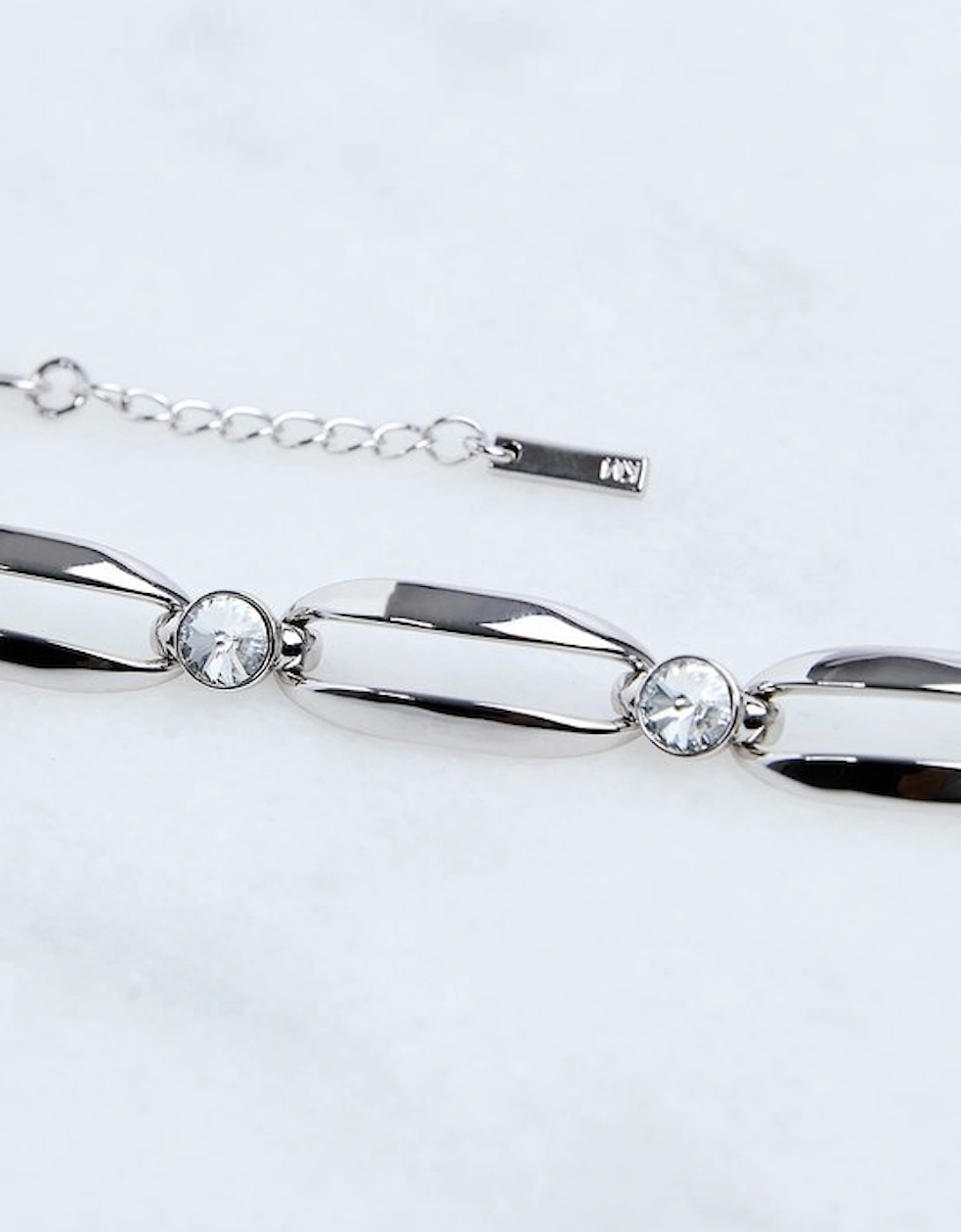 Hand Set European Crystal Ellipse Chain Bracelet