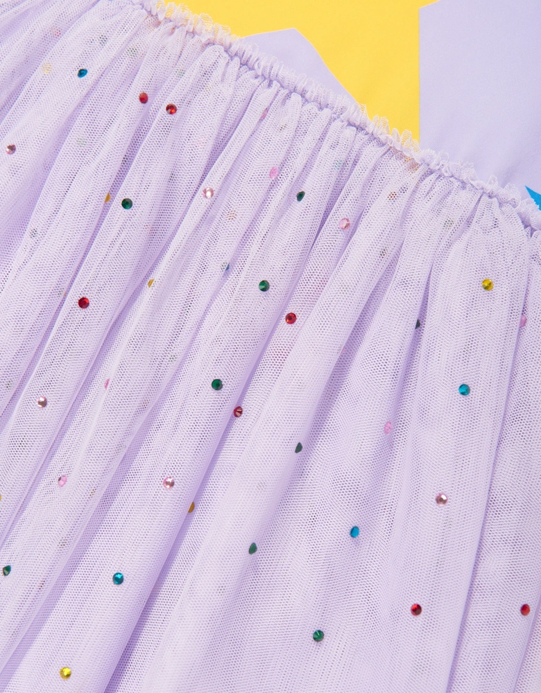 Girls Star Jersey Dress in Purple