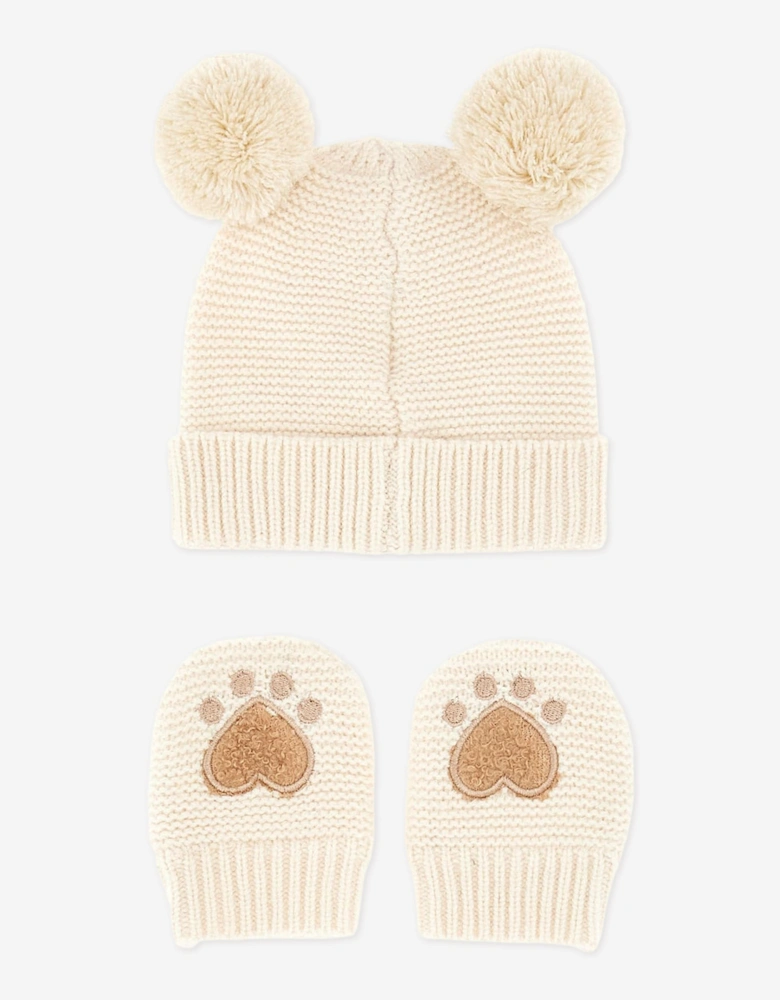 Baby Hat and Mittens Set in Brown