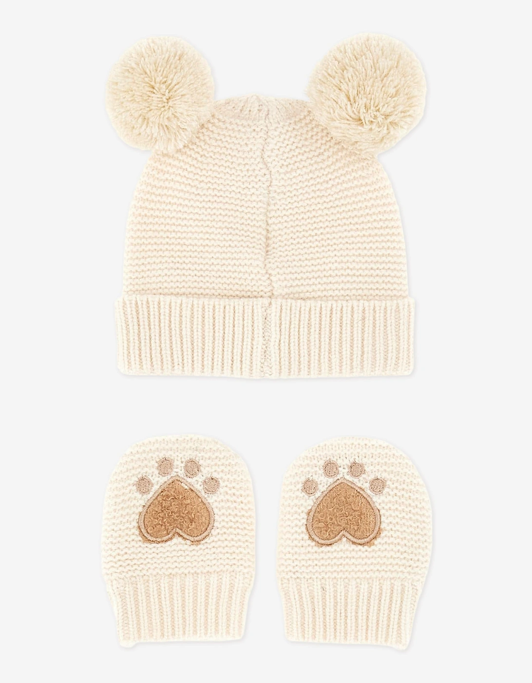 Baby Hat and Mittens Set in Brown