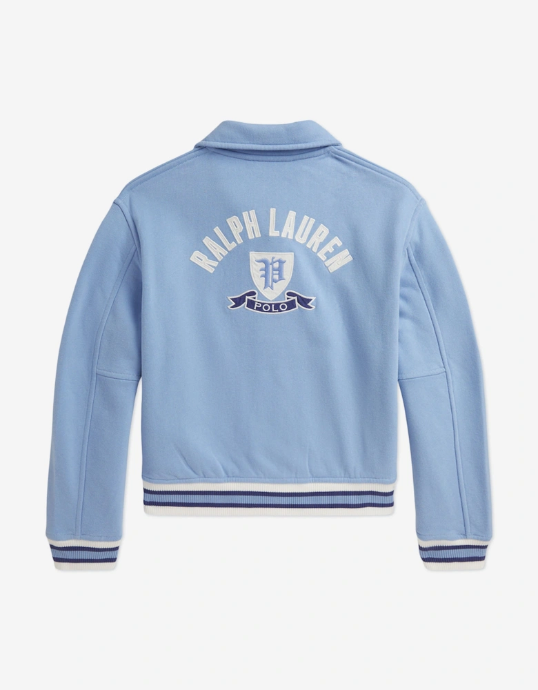 Girls Collared Varsity Jacket in Blue