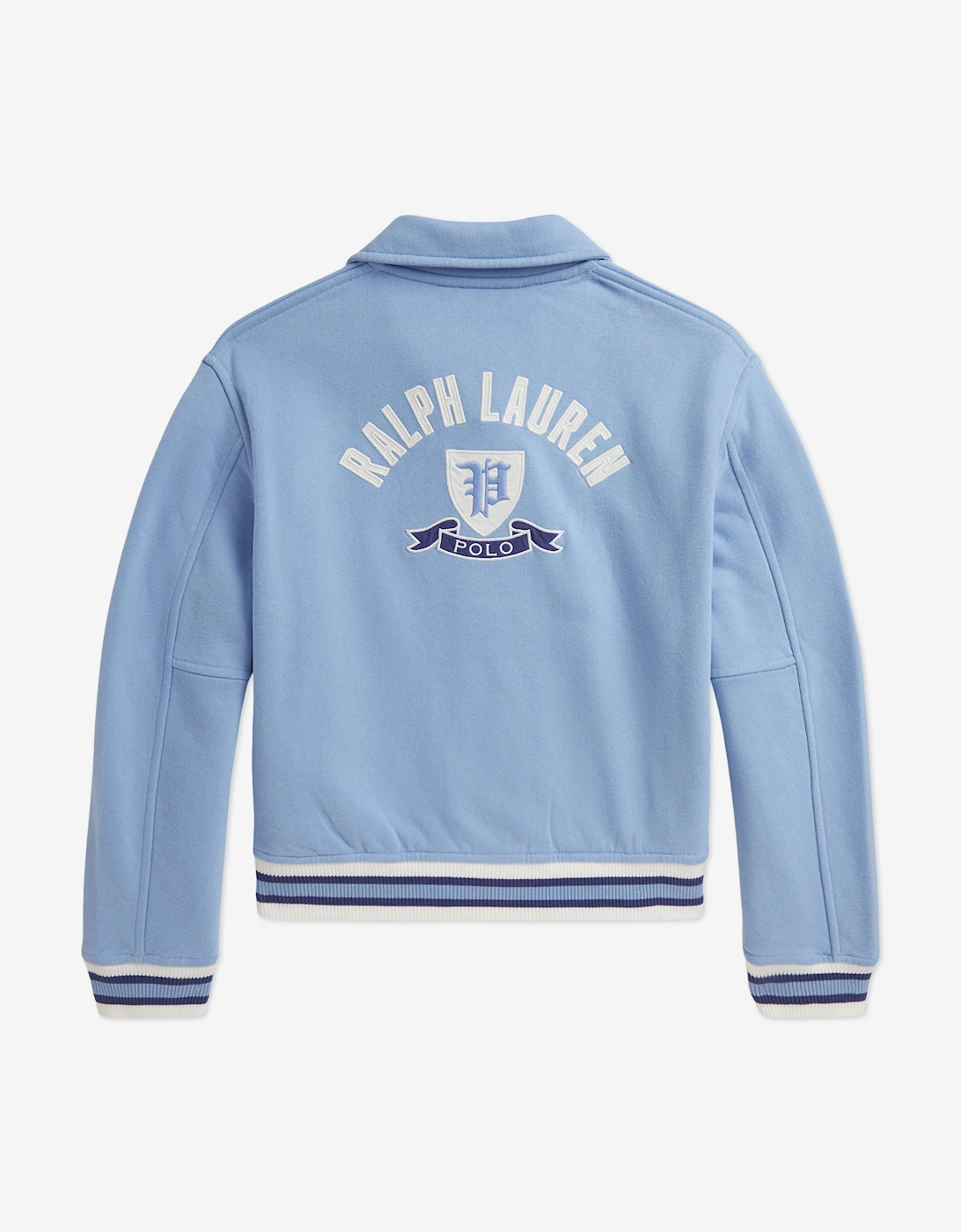 Girls Collared Varsity Jacket in Blue
