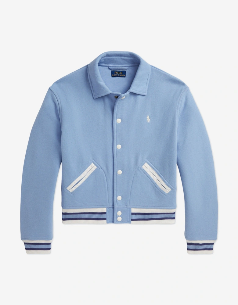 Girls Collared Varsity Jacket in Blue