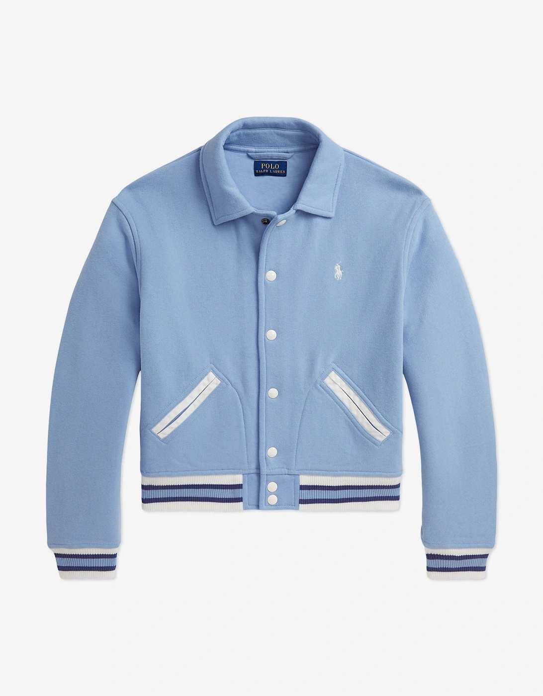 Girls Collared Varsity Jacket in Blue, 5 of 4