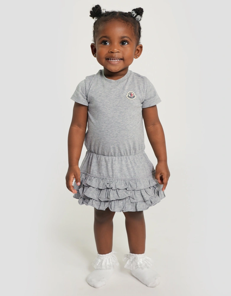 Enfant Baby Girls Frilly T-Shirt Dress in Grey