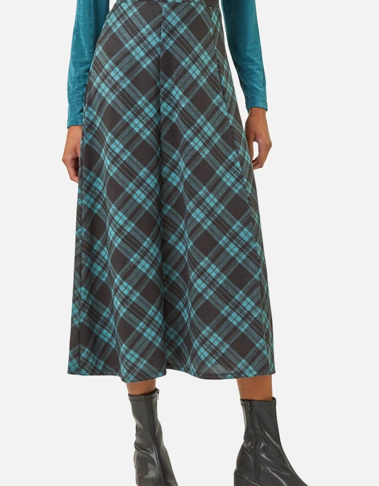 Panelled Check Midi Skirt