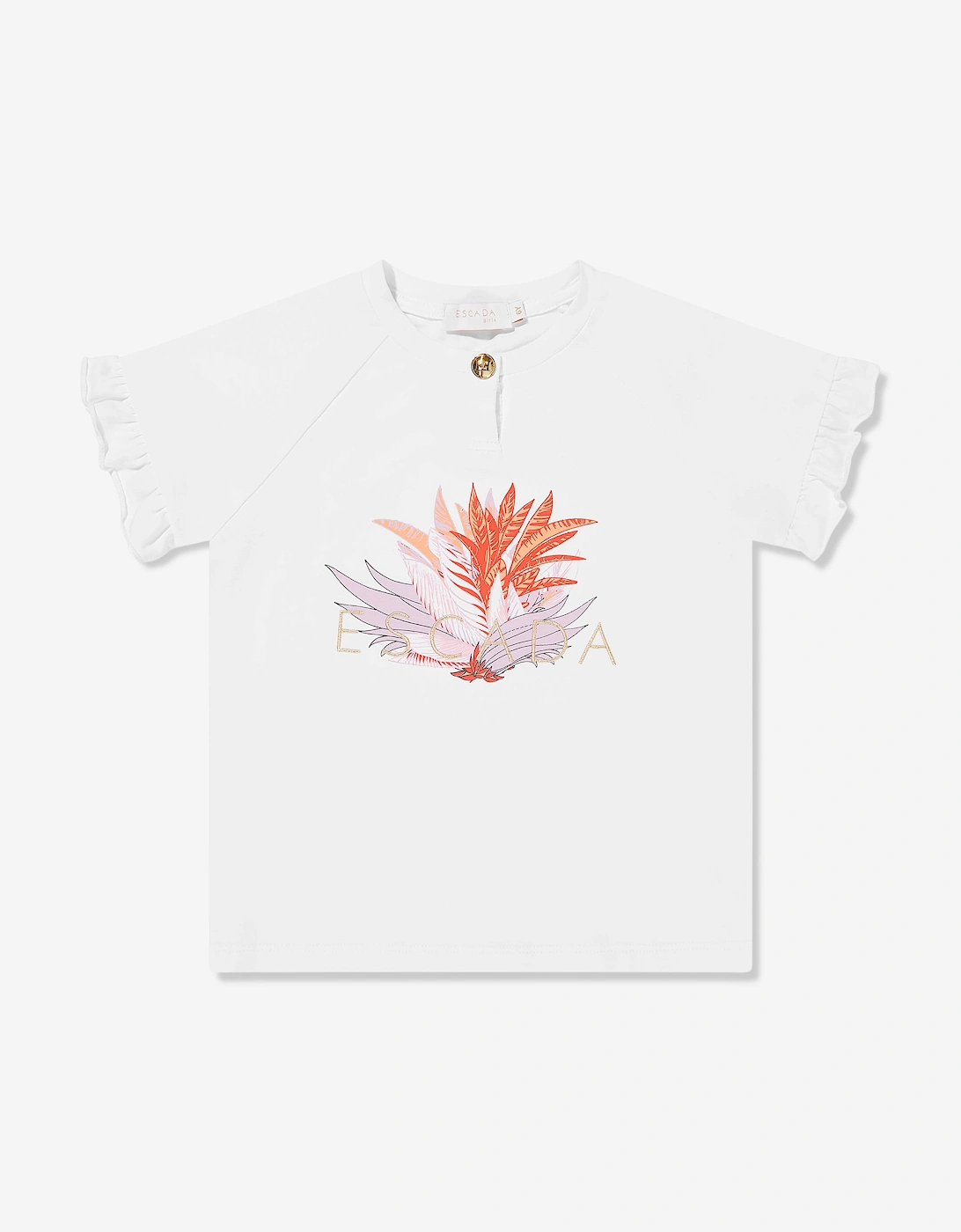 Girls Embroidered Logo T-Shirt in White, 5 of 4