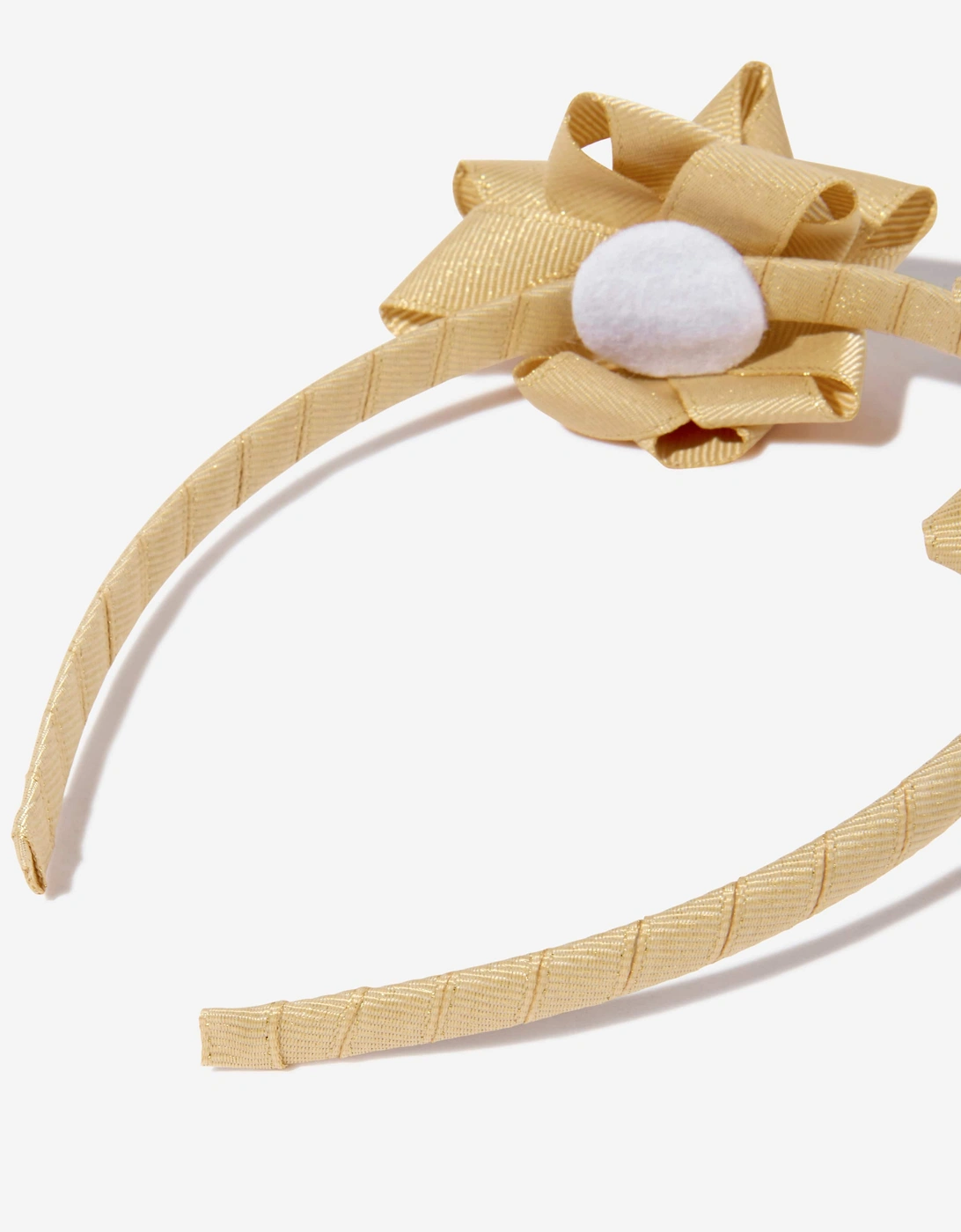 Angels Face Girls Ribbon Bow Headband in Gold