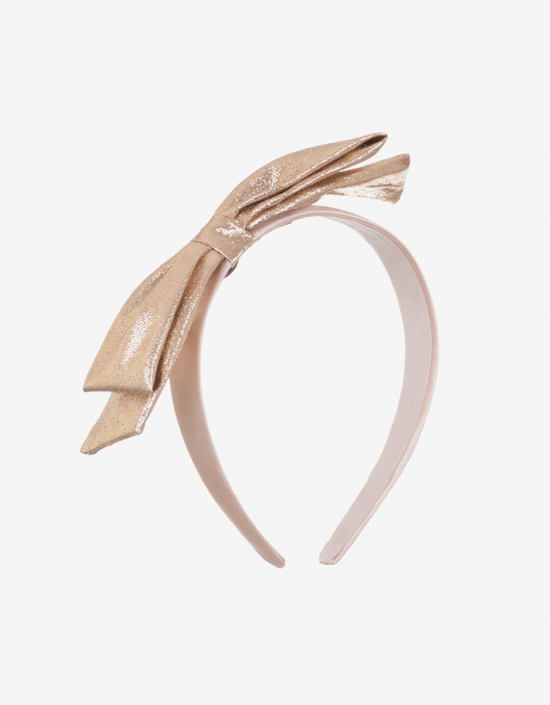 Girls Side Bow Headband in Gold