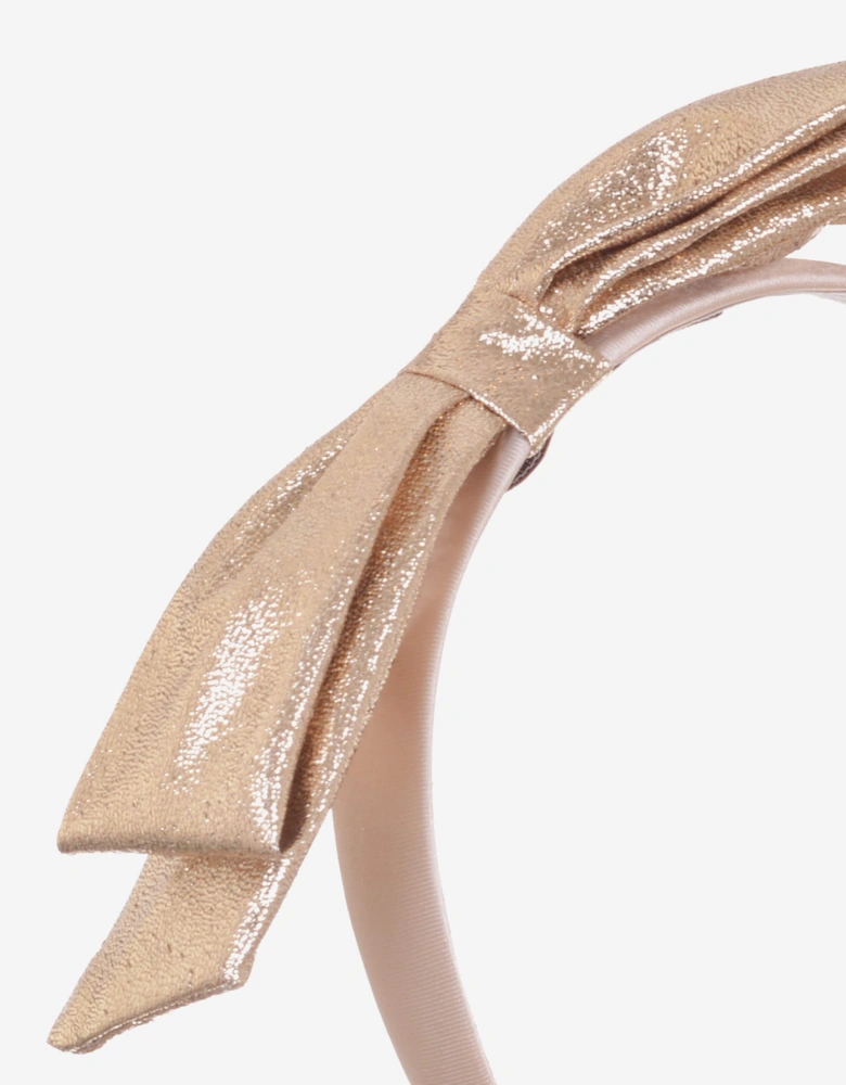 Girls Side Bow Headband in Gold