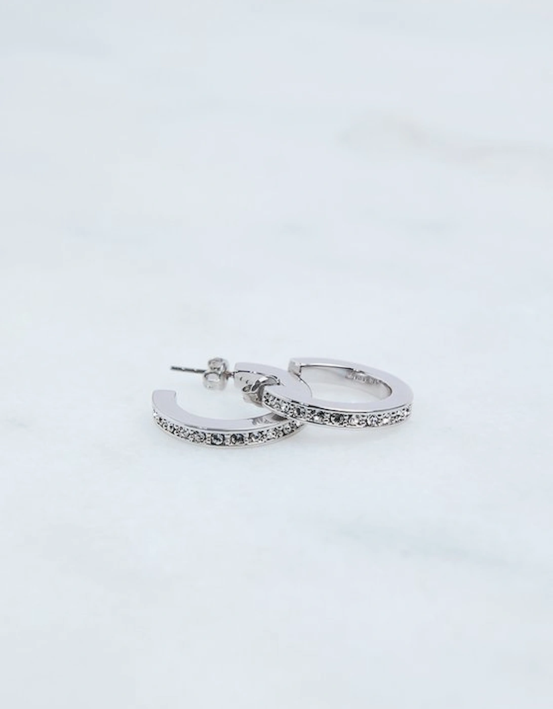 Hand Set European Crystal Small Hoop Earrings
