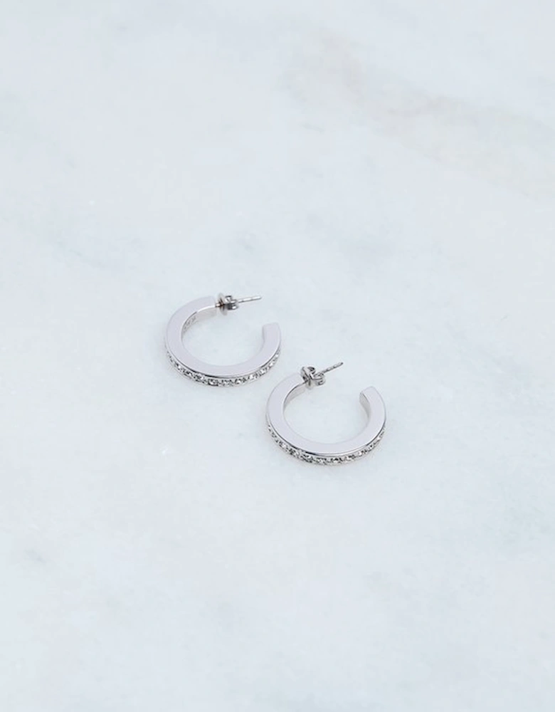 Hand Set European Crystal Small Hoop Earrings