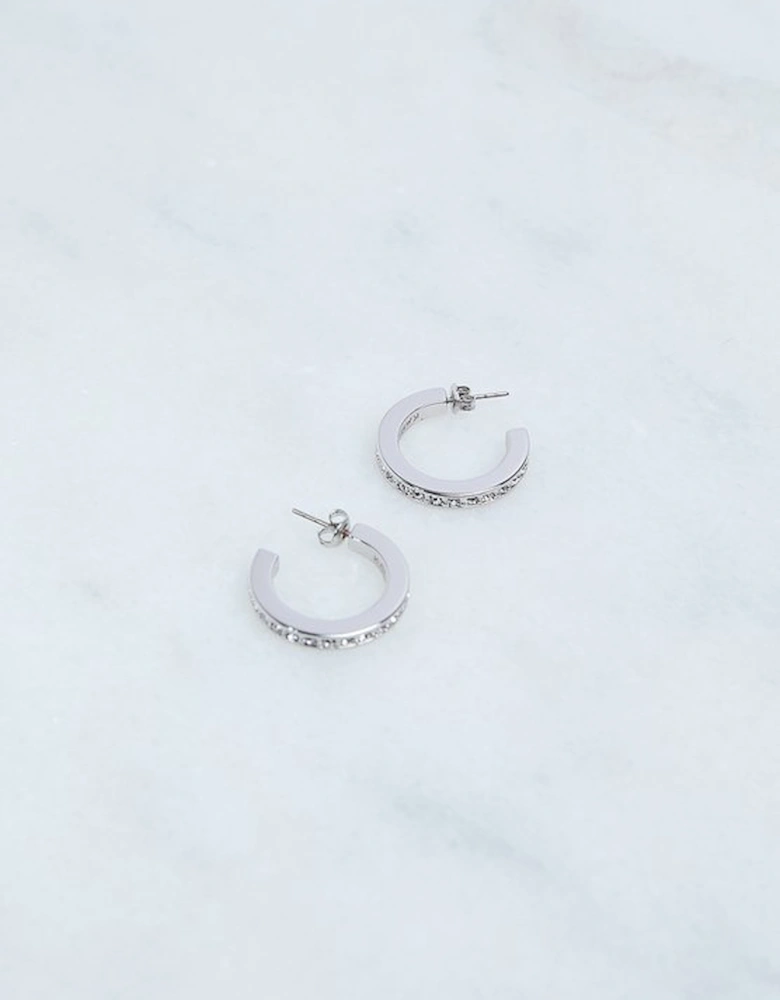 Hand Set European Crystal Small Hoop Earrings