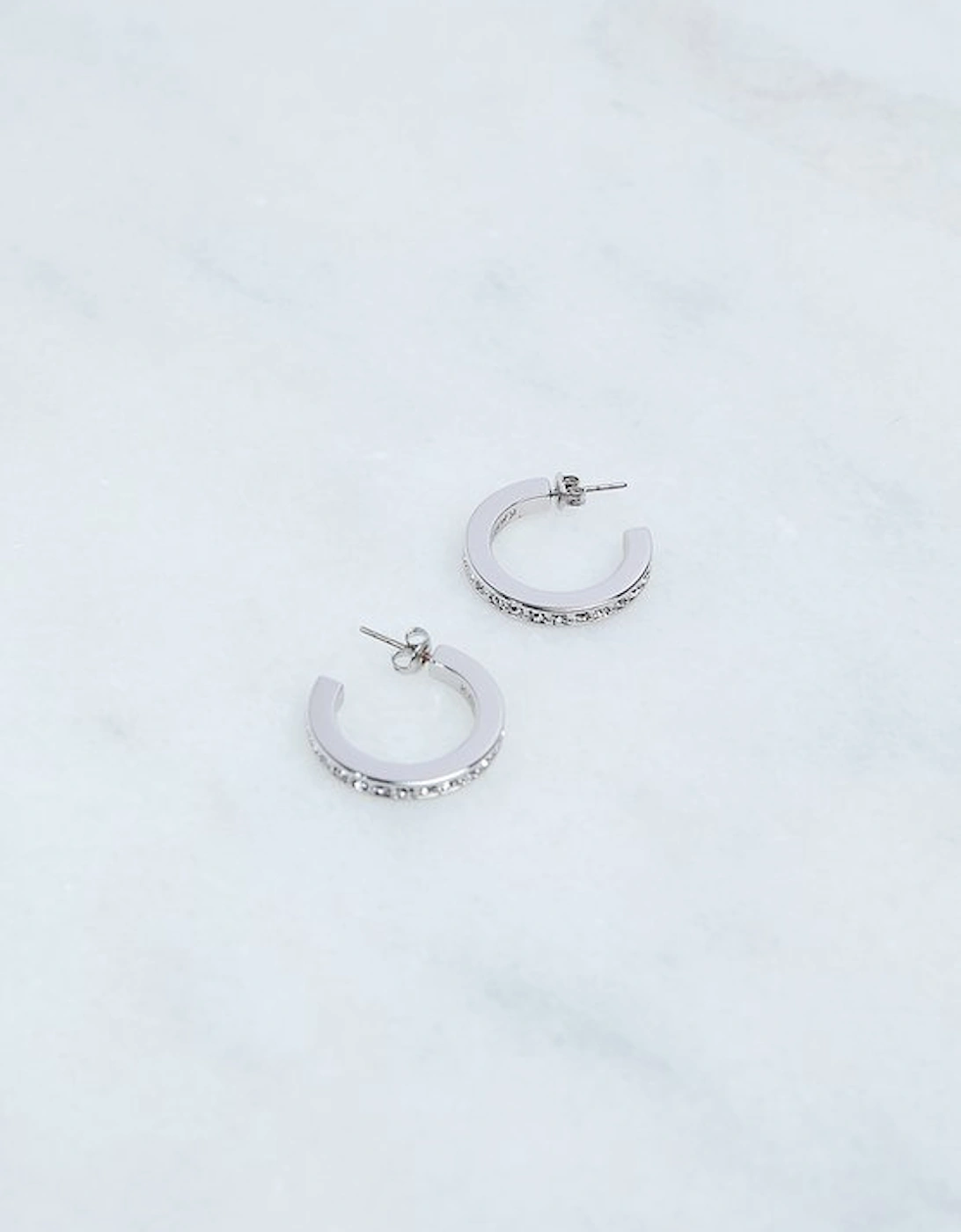 Hand Set European Crystal Small Hoop Earrings