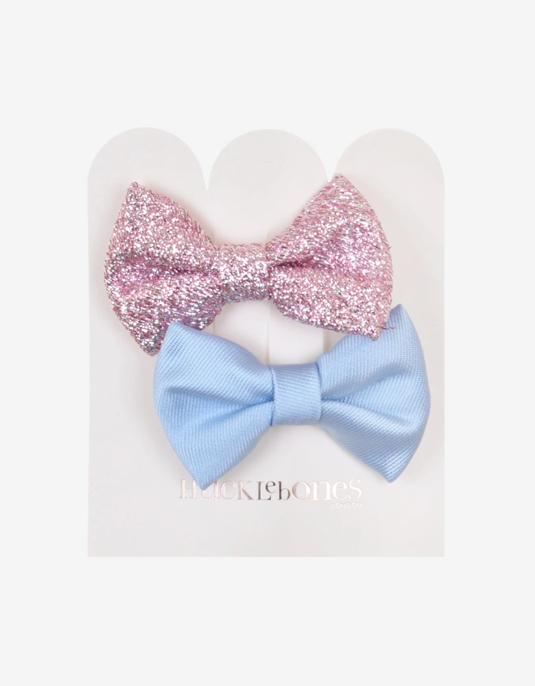 Girls Bow Hairclip Set in Blue