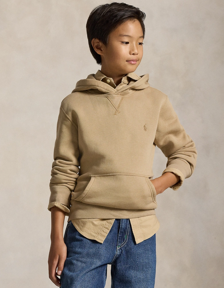 Boys Logo Hoodie in Beige