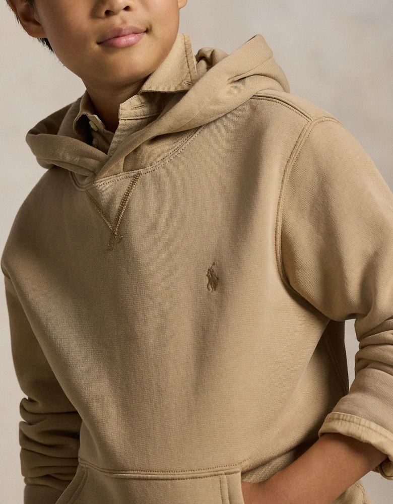 Boys Logo Hoodie in Beige
