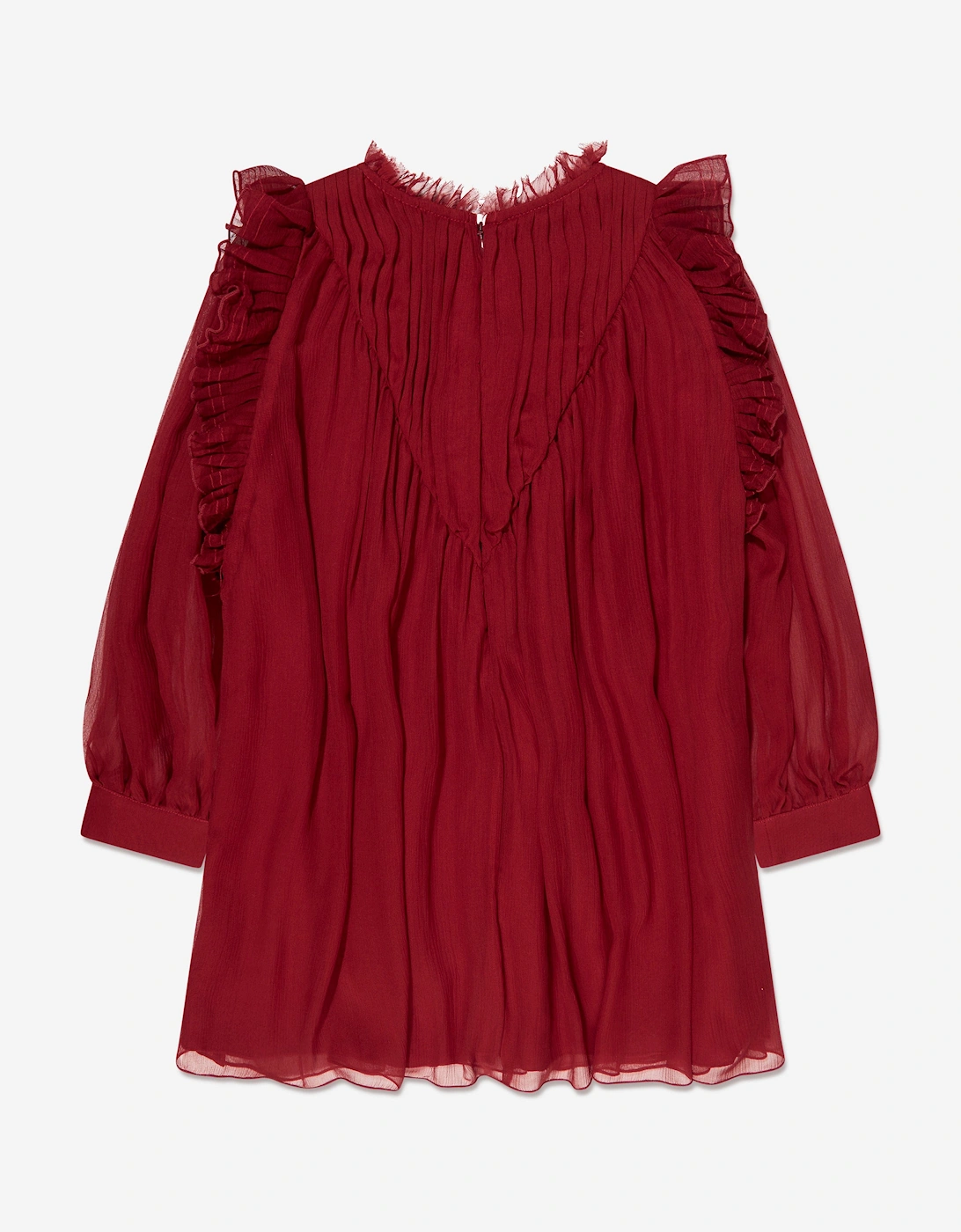 Girls Pleated Silk Ceremony Dress in Red