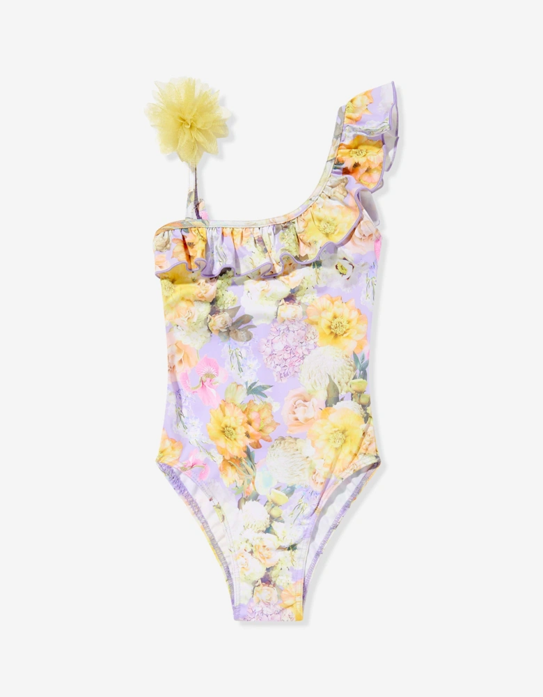 Girls Floral Swimsuit in Yellow