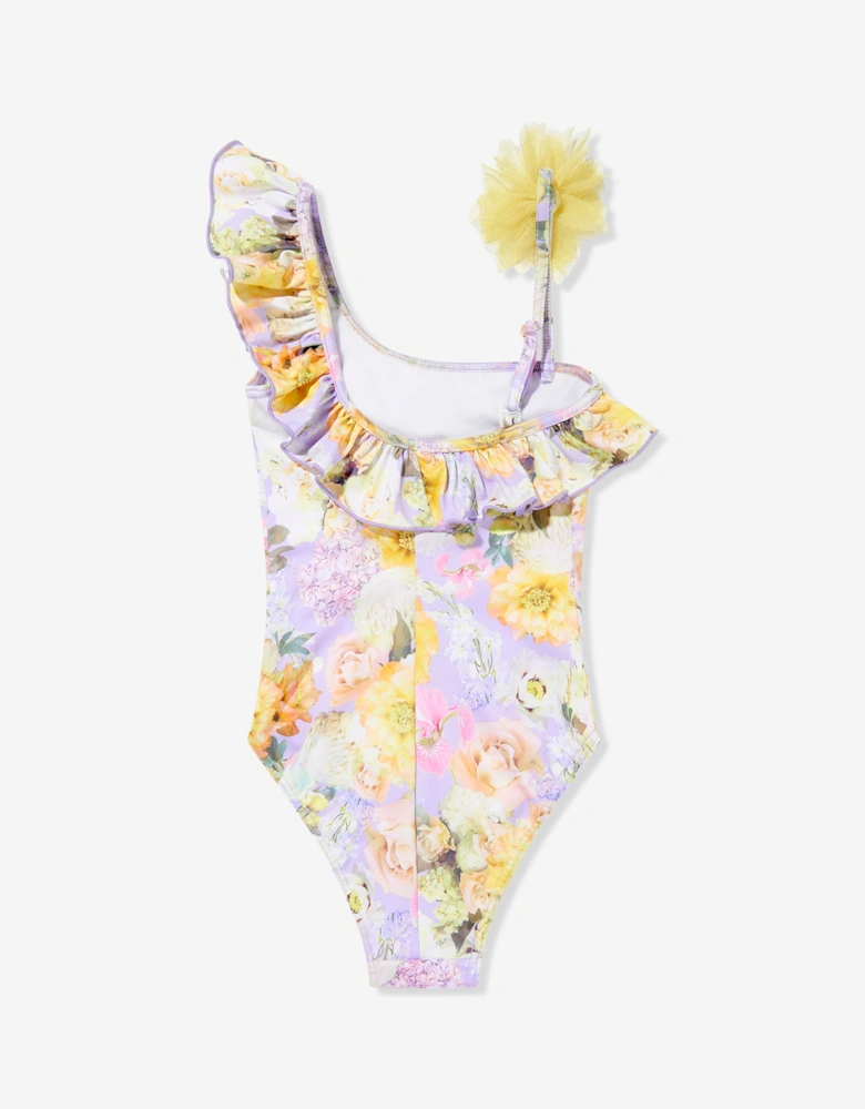 Girls Floral Swimsuit in Yellow