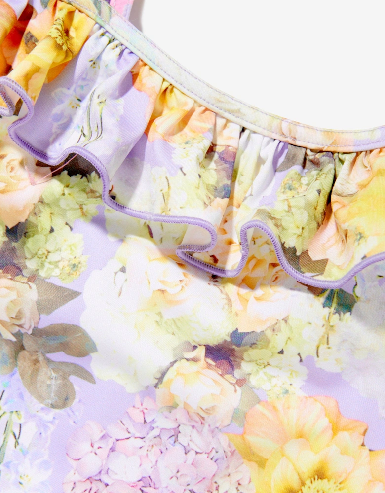 Girls Floral Swimsuit in Yellow