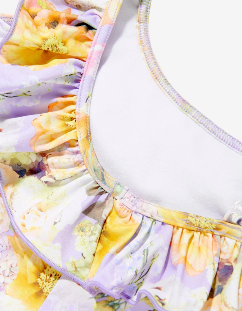 Girls Floral Swimsuit in Yellow