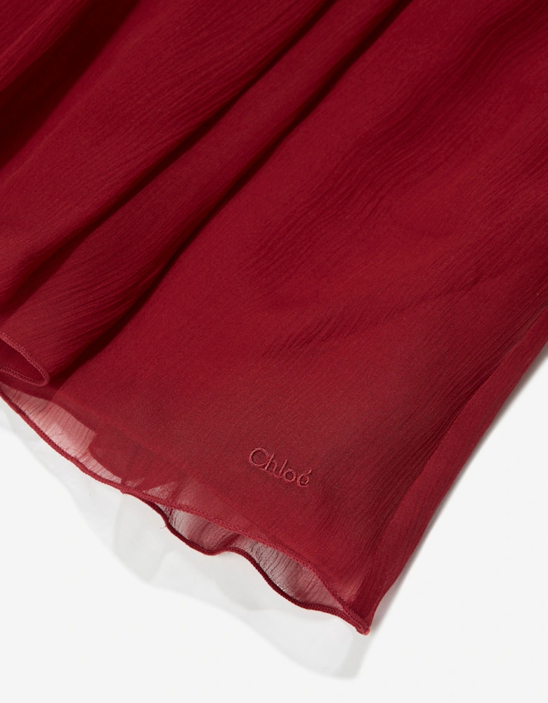 Girls Pleated Silk Ceremony Dress in Red