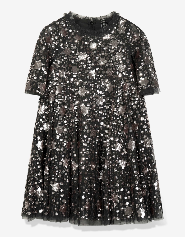 Girls Shooting Stars Dress in Black
