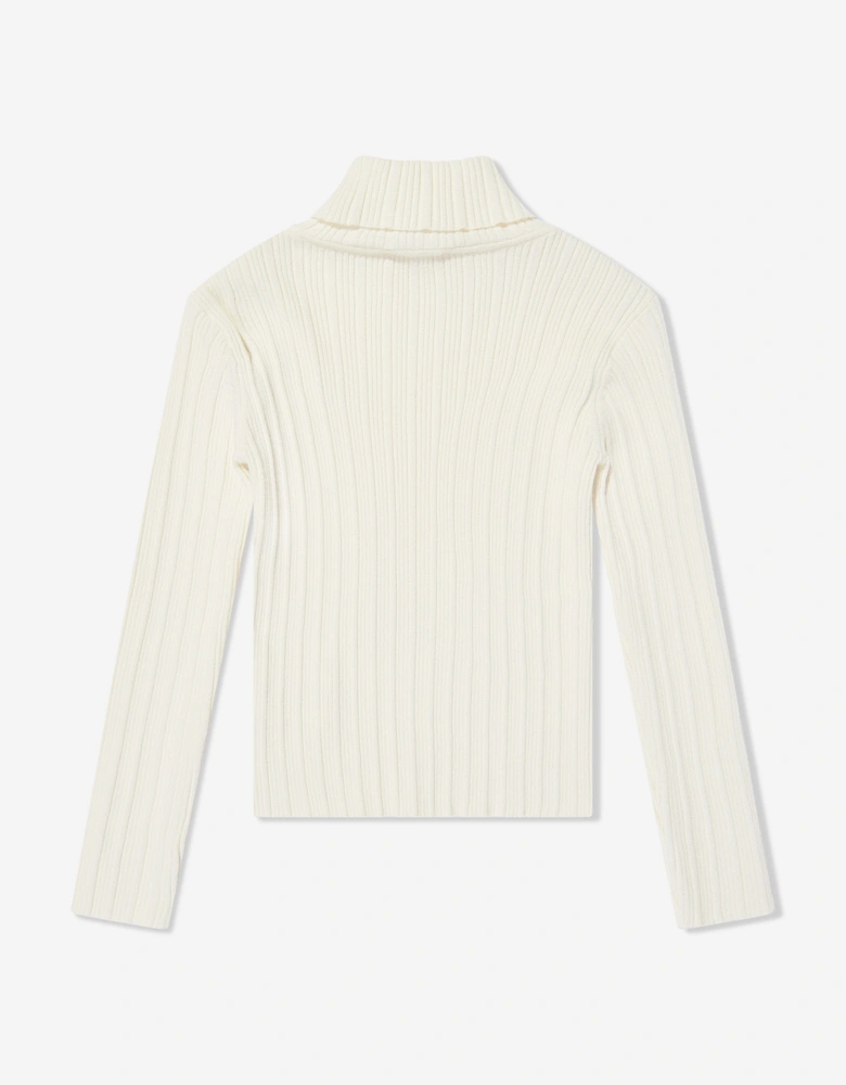 Girls Ribbed Jumper in White