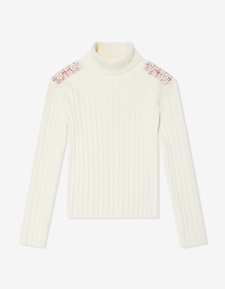 Girls Ribbed Jumper in White