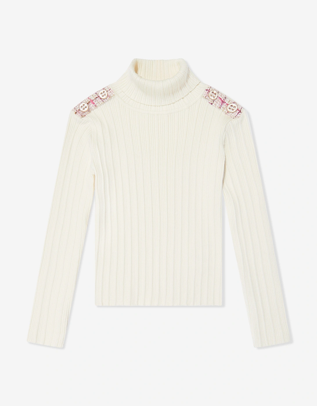 Girls Ribbed Jumper in White, 5 of 4