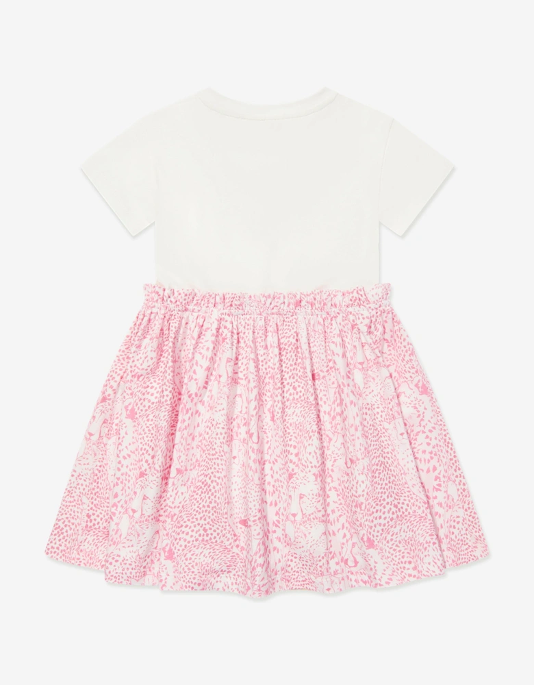 Girls Floral Logo Dress in Pink