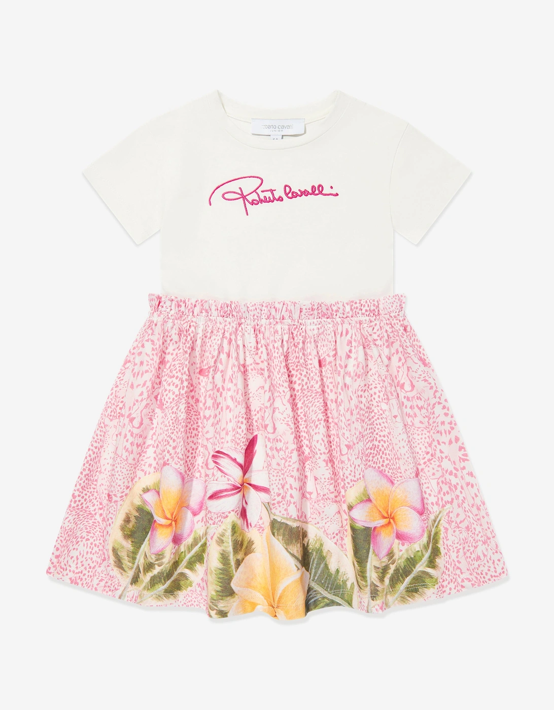 Girls Floral Logo Dress in Pink, 5 of 4