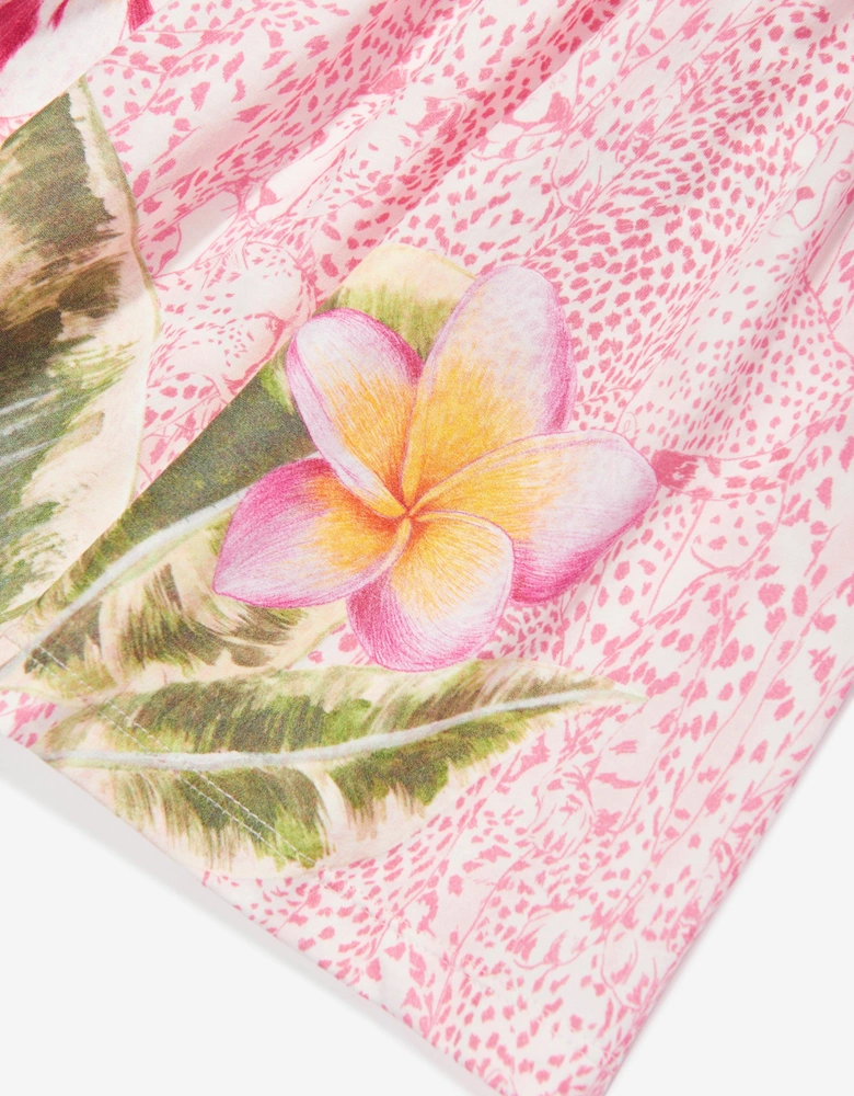 Girls Floral Logo Dress in Pink