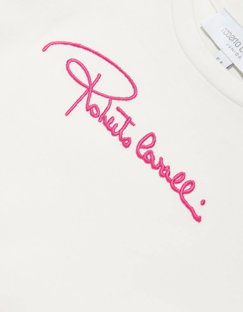 Girls Floral Logo Dress in Pink
