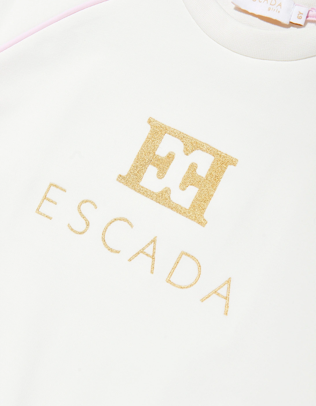 Girls Embroidered Logo T-Shirt in Ivory