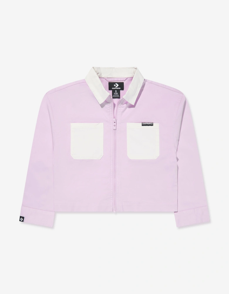 Girls Colourblock Zip Up Jacket in Purple
