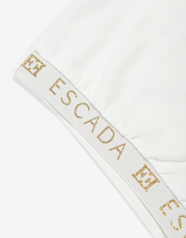 Girls Embroidered Logo T-Shirt in Ivory