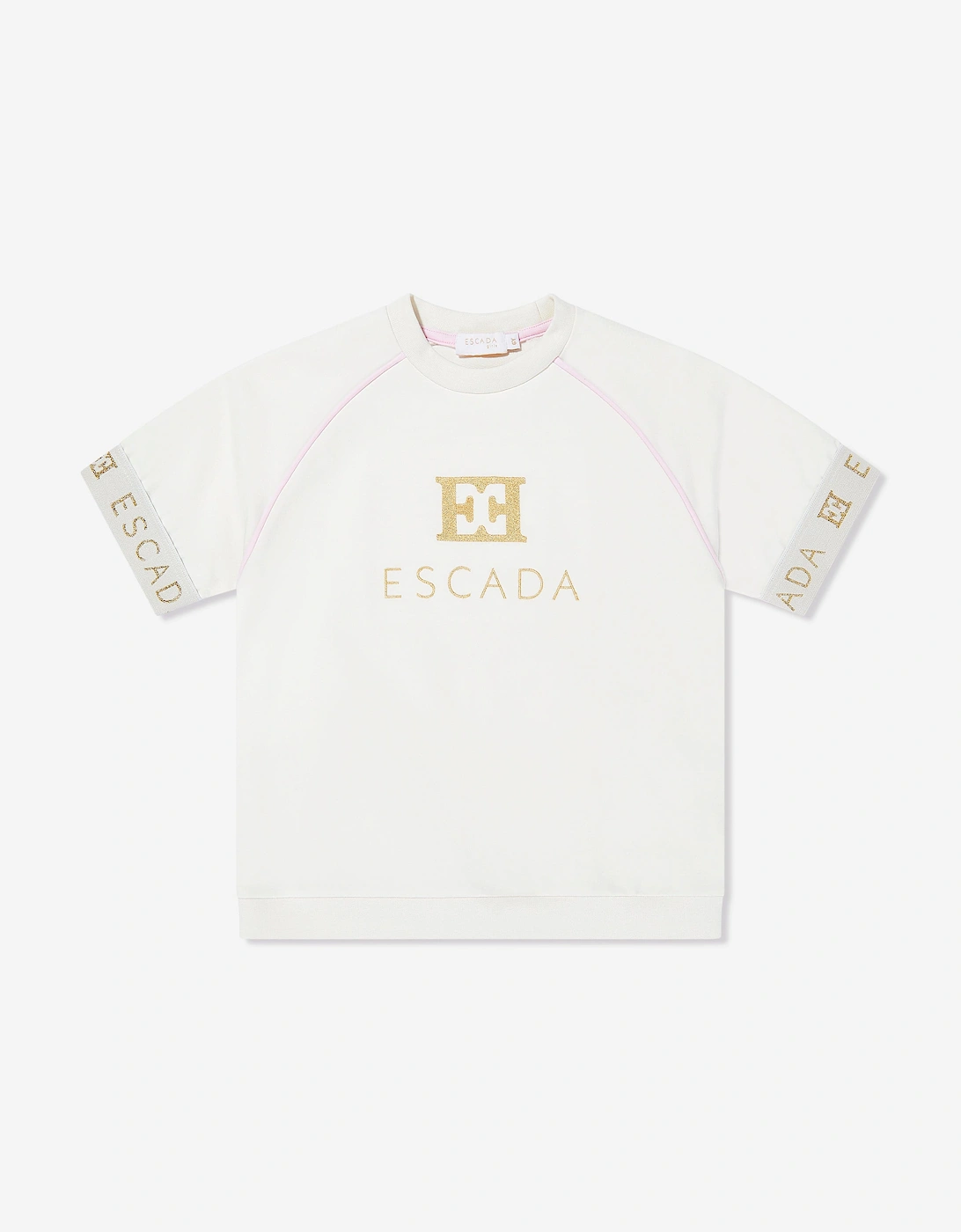 Girls Embroidered Logo T-Shirt in Ivory, 5 of 4