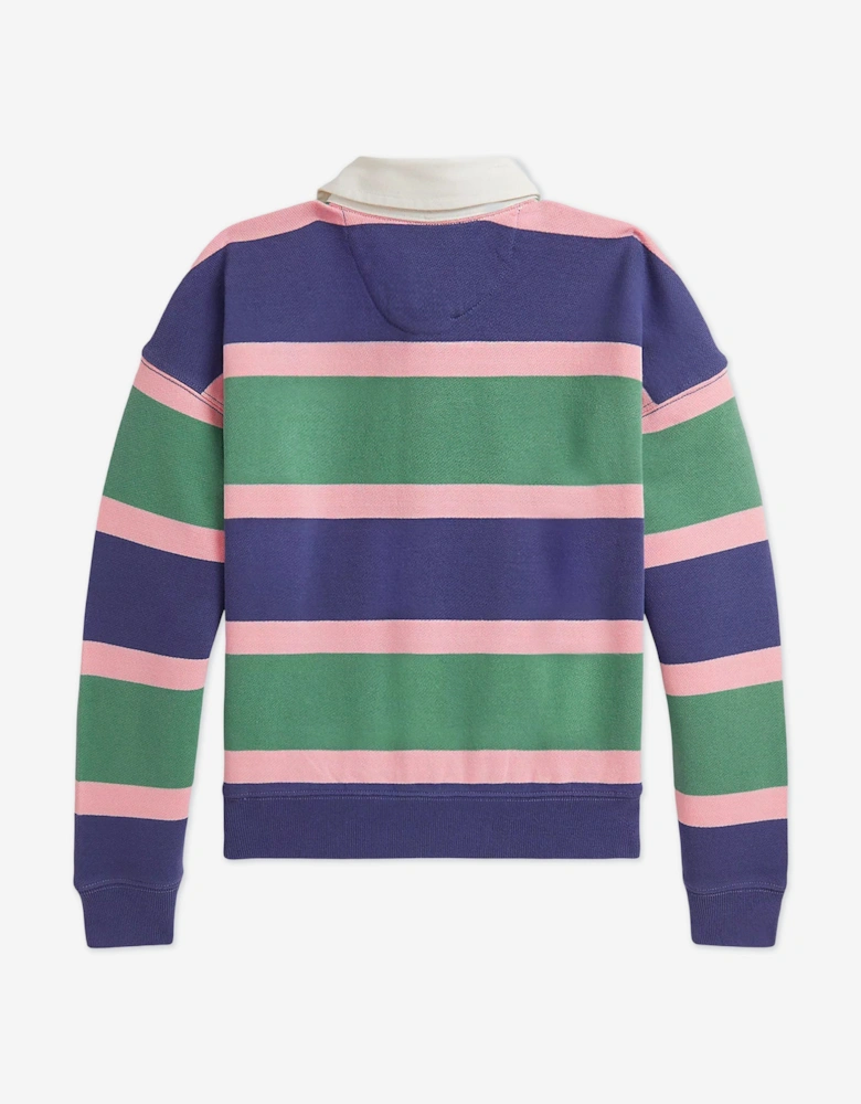Girls Loopback Terry Rugby Shirt in Green