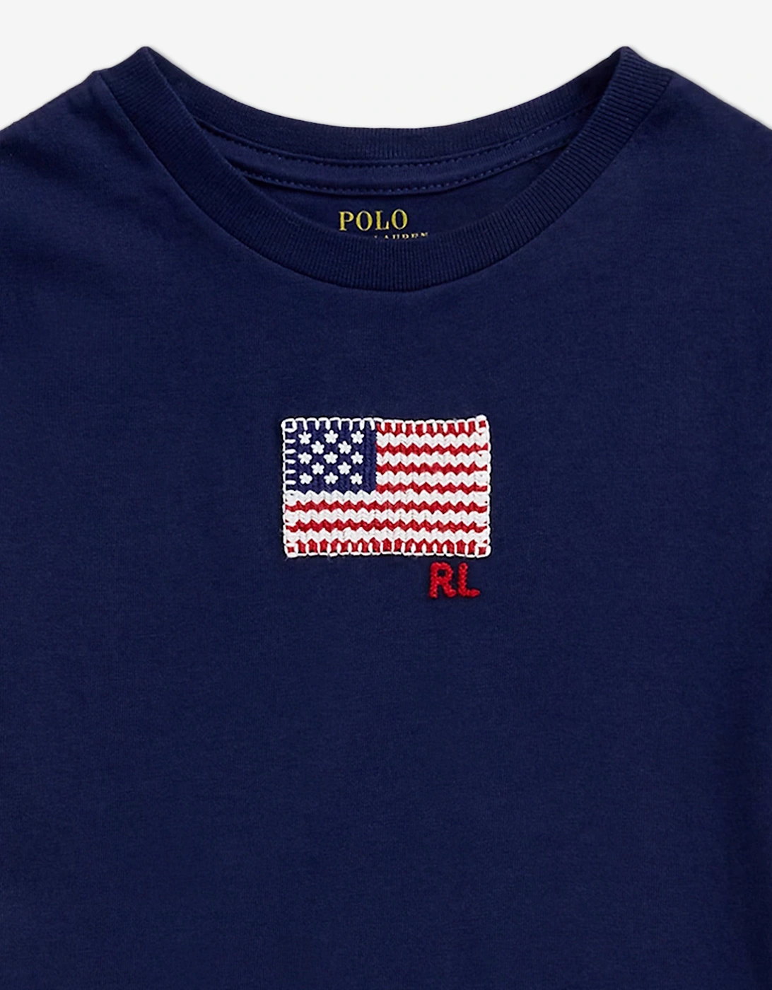 Girls Jersey Flag T-Shirt in Navy