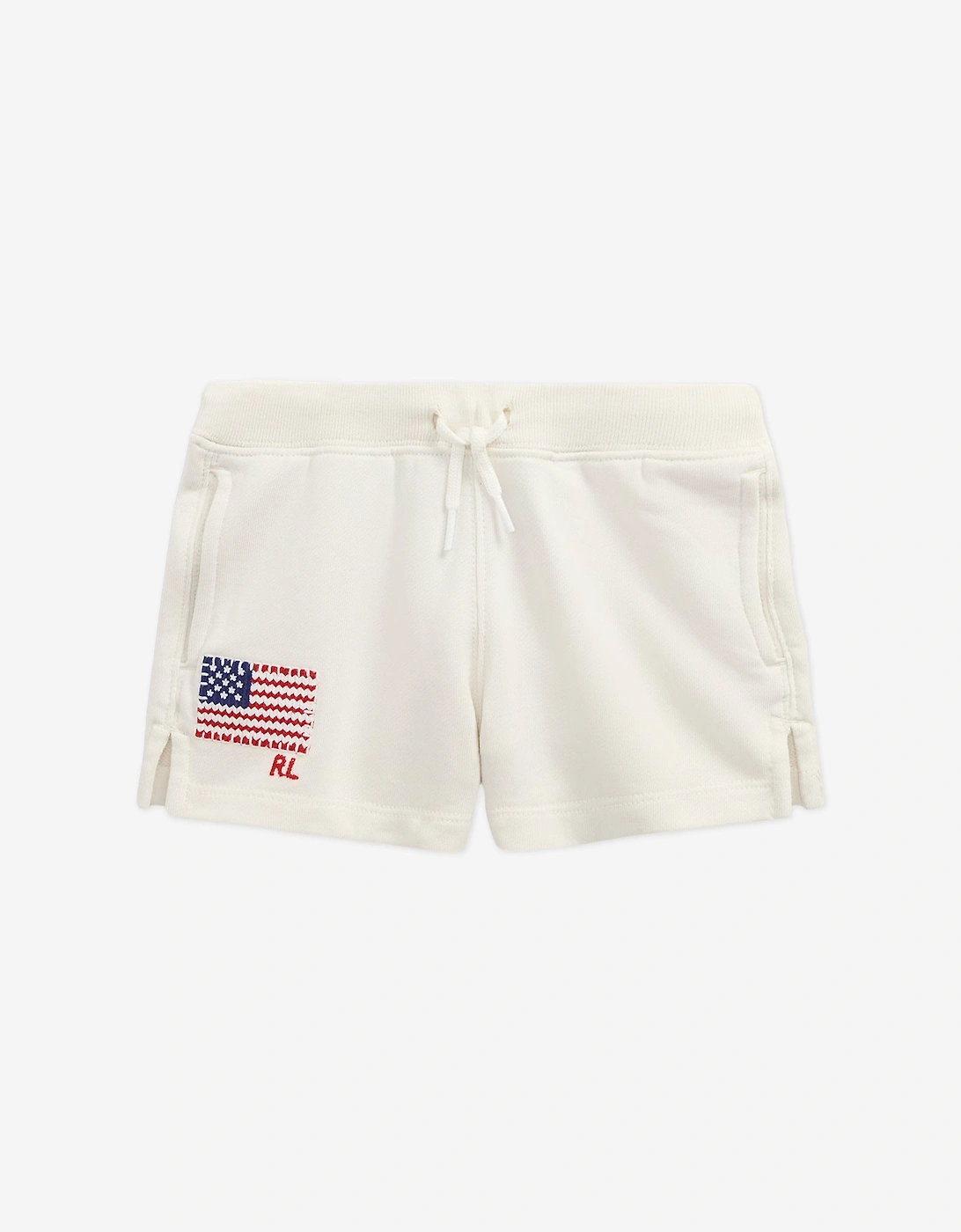Girls Loopback Terry Flag Shorts in Ivory, 5 of 4