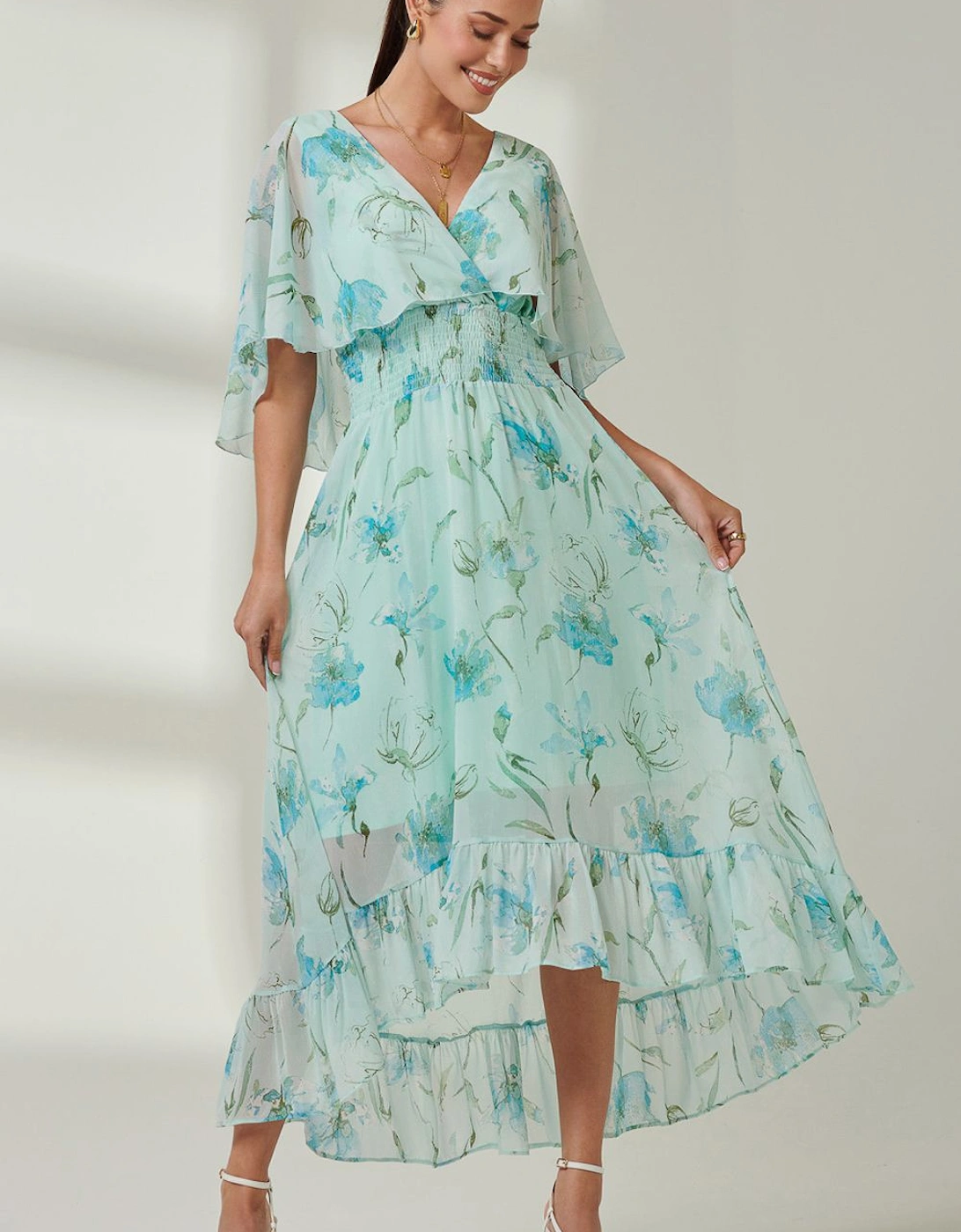 Frill V-neck Chiffon Maxi Dress, 2 of 1