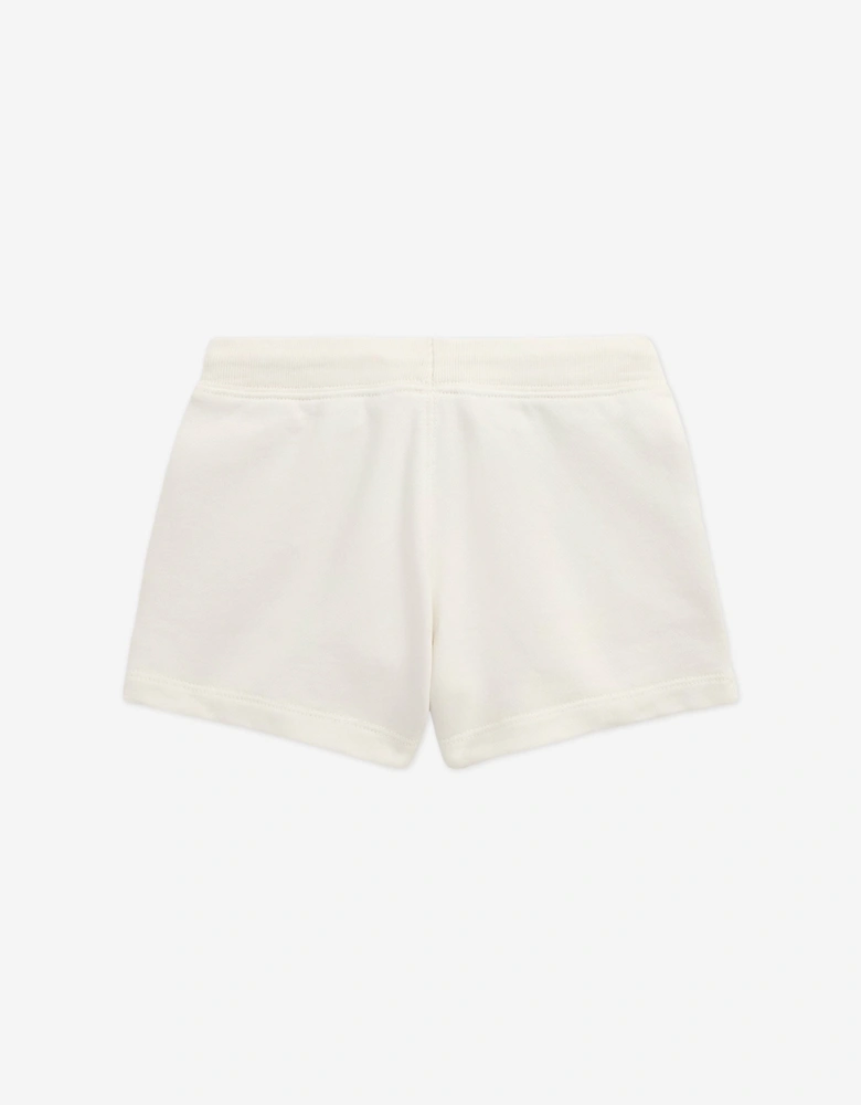 Girls Loopback Terry Flag Shorts in Ivory