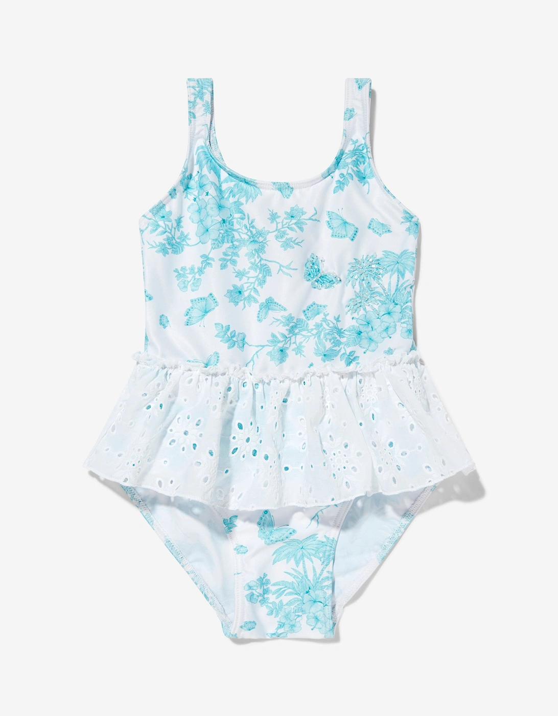 Girls Butterlies Swimsuit in Blue, 5 of 4