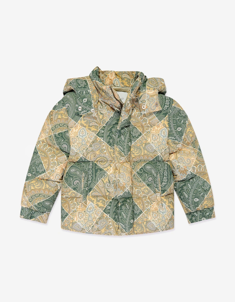 Boys Paisley Puffer Jacket in Green