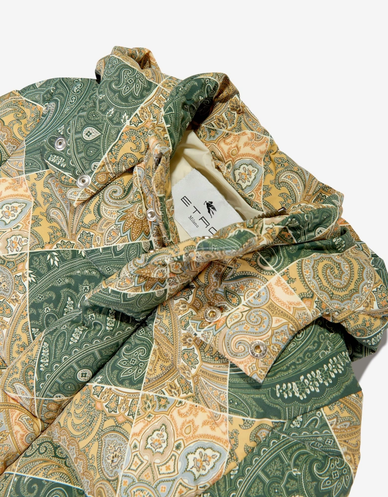 Boys Paisley Puffer Jacket in Green