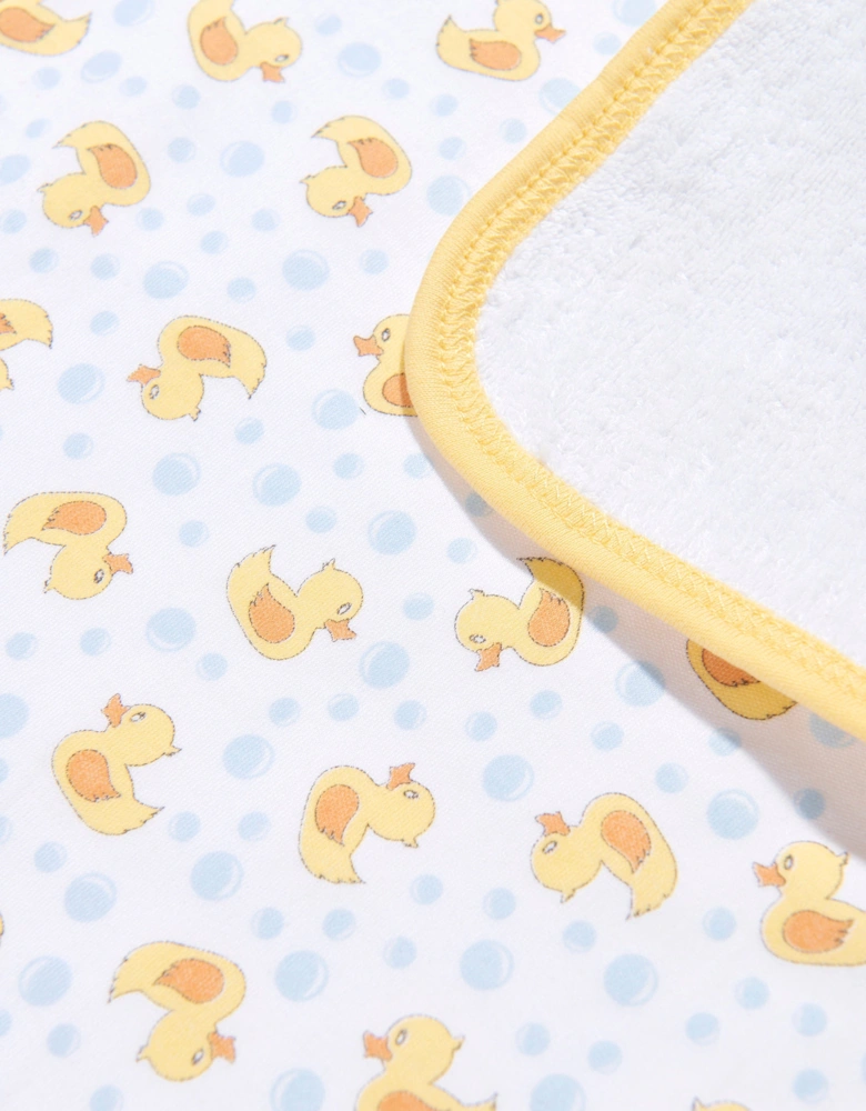Baby Rubber Ducky Printed Burp Cloth in White
